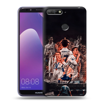 Силиконовый противоударный чехол на Huawei Y6 Prime (2018) с принтом Реал Роналдо Real Ronaldo