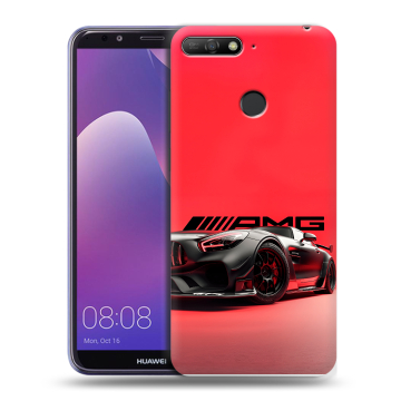 Силиконовый противоударный чехол на Huawei Y6 Prime (2018) с принтом Мерседес Mercedes AMG