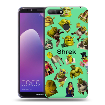 Силиконовый противоударный чехол на Huawei Y6 Prime (2018) с принтом Шрек Shrek