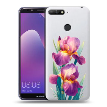 Силиконовый противоударный чехол на Huawei Y6 Prime (2018) с принтом Цветы орхидеи