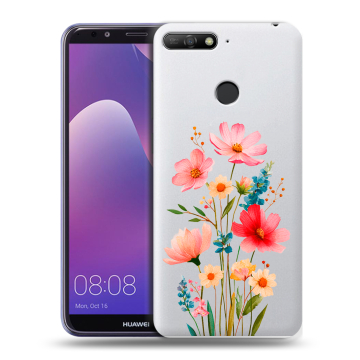 Силиконовый противоударный чехол на Huawei Y6 Prime (2018) с принтом Цветы