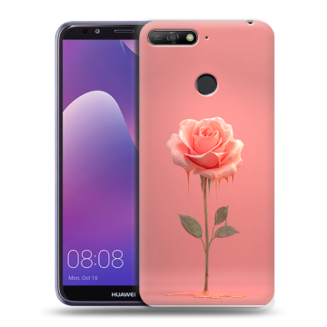 Силиконовый противоударный чехол на Huawei Y6 Prime (2018) с принтом Розовая роза