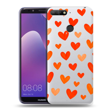 Силиконовый противоударный чехол на Huawei Y6 Prime (2018) с принтом Сердечки
