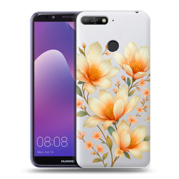Силиконовый противоударный чехол на Huawei Y6 Prime (2018) с принтом Цветы