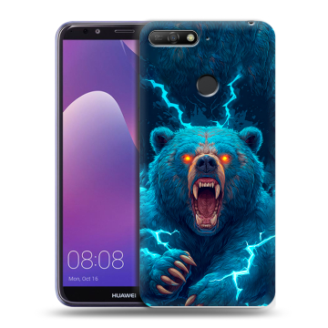 Силиконовый противоударный чехол на Huawei Y6 Prime (2018) с принтом Медведь