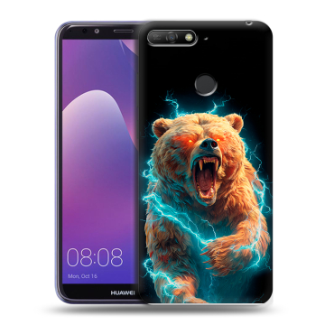 Силиконовый противоударный чехол на Huawei Y6 Prime (2018) с принтом Медведь