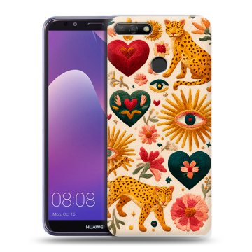 Силиконовый противоударный чехол на Huawei Y6 Prime (2018) с принтом Модный принт