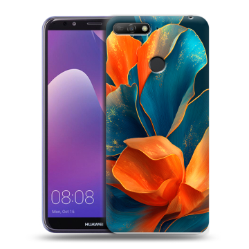 Силиконовый противоударный чехол на Huawei Y6 Prime (2018) с принтом Цветы