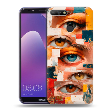 Силиконовый противоударный чехол на Huawei Y6 Prime (2018) с принтом Модный принт