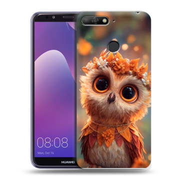 Силиконовый противоударный чехол на Huawei Y6 Prime (2018) с принтом Милая сова