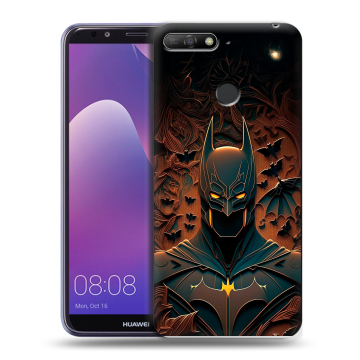 Силиконовый противоударный чехол на Huawei Y6 Prime (2018) с принтом Batman Бэтмен