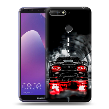 Силиконовый противоударный чехол на Huawei Y6 Prime (2018) с принтом BMW БМВ Силиконовый противоударный чехол на Huawei Y6 Prime (2018) с принтом BMW БМВ