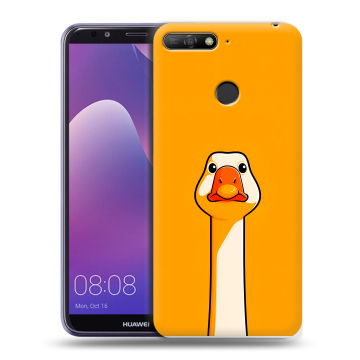 Силиконовый противоударный чехол на Huawei Y6 Prime (2018) с принтом Смешная утка
