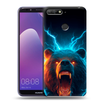 Силиконовый противоударный чехол на Huawei Y6 Prime (2018) с принтом Медведь