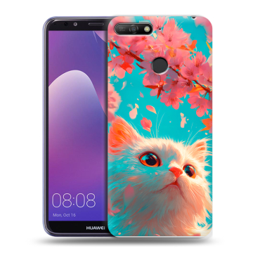 Силиконовый противоударный чехол на Huawei Y6 Prime (2018) с принтом Красивый кот