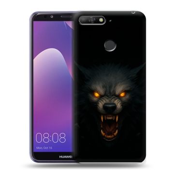 Силиконовый противоударный чехол на Huawei Y6 Prime (2018) с принтом Волк