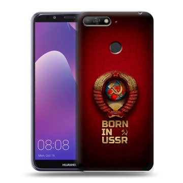 Силиконовый противоударный чехол на Huawei Y6 Prime (2018) с принтом Флаг Герб СССР