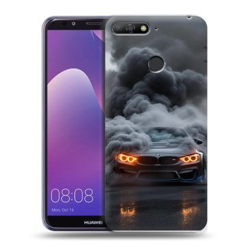 Силиконовый противоударный чехол на Huawei Y6 Prime (2018) с принтом BMW БМВ Силиконовый противоударный чехол на Huawei Y6 Prime (2018) с принтом BMW БМВ
