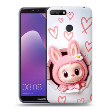 Силиконовый противоударный чехол на Huawei Y6 Prime (2018) с принтом Labubu Лабубу