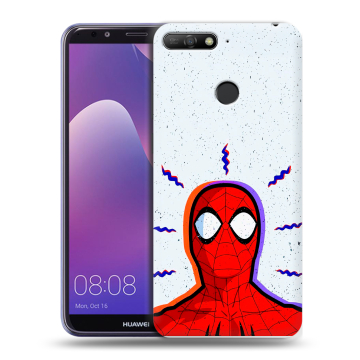 Силиконовый противоударный чехол на Huawei Y6 Prime (2018) с принтом Spiderman Человек паук