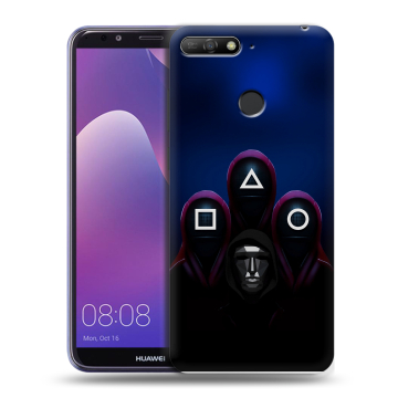 Силиконовый противоударный чехол на Huawei Y6 Prime (2018) с принтом Игра Кальмара