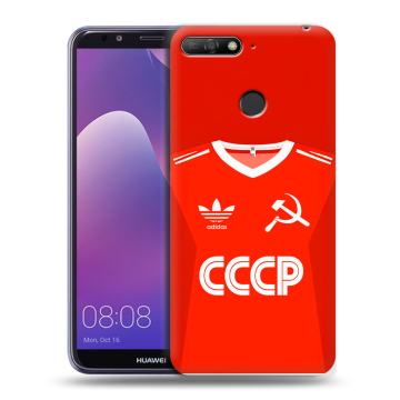 Силиконовый противоударный чехол на Huawei Y6 Prime (2018) с принтом Флаг Герб СССР