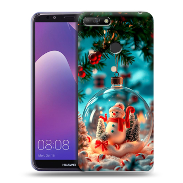 Силиконовый противоударный чехол на Huawei Y6 Prime (2018) с принтом Новый год