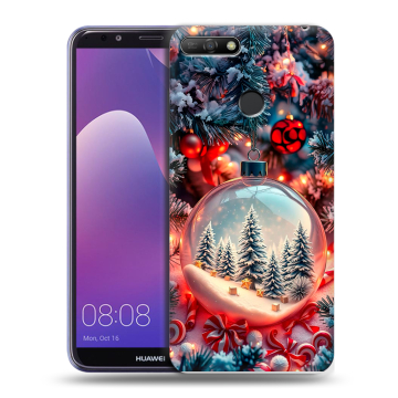 Силиконовый противоударный чехол на Huawei Y6 Prime (2018) с принтом Новый год