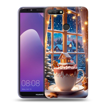 Силиконовый противоударный чехол на Huawei Y6 Prime (2018) с принтом Новый год