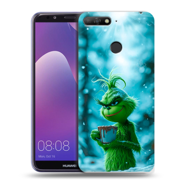 Силиконовый противоударный чехол на Huawei Y6 Prime (2018) с принтом Новый год гринч