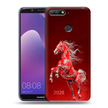 Силиконовый противоударный чехол на Huawei Y6 Prime (2018) с принтом Новый год