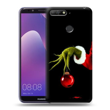 Силиконовый противоударный чехол на Huawei Y6 Prime (2018) с принтом Новый год Гринч