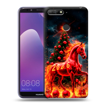 Силиконовый противоударный чехол на Huawei Y6 Prime (2018) с принтом Новый год