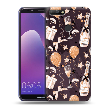 Силиконовый противоударный чехол на Huawei Y6 Prime (2018) с принтом Новый год