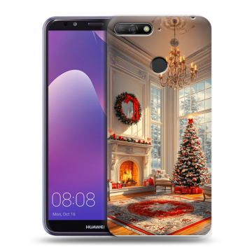 Силиконовый противоударный чехол на Huawei Y6 Prime (2018) с принтом Новый год