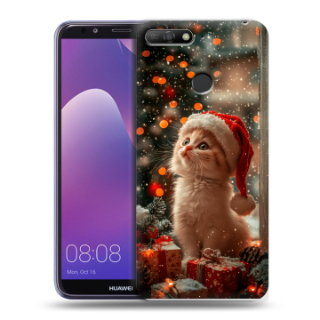 Силиконовый противоударный чехол на Huawei Y6 Prime (2018) с принтом Новый год