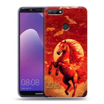 Силиконовый противоударный чехол на Huawei Y6 Prime (2018) с принтом Новый год