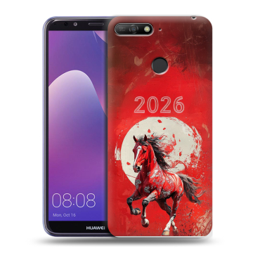 Силиконовый противоударный чехол на Huawei Y6 Prime (2018) с принтом Новый год