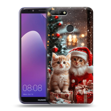 Силиконовый противоударный чехол на Huawei Y6 Prime (2018) с принтом Новый год