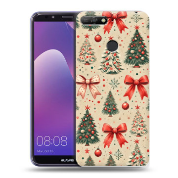 Силиконовый противоударный чехол на Huawei Y6 Prime (2018) с принтом Новый год
