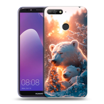 Силиконовый противоударный чехол на Huawei Y6 Prime (2018) с принтом Новый год