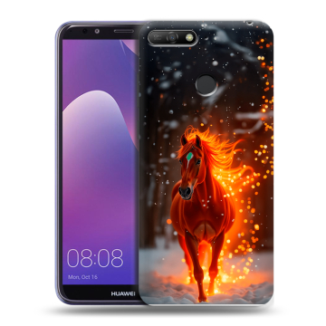 Силиконовый противоударный чехол на Huawei Y6 Prime (2018) с принтом Новый год