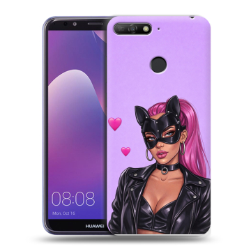 Силиконовый противоударный чехол на Huawei Y6 Prime (2018) с принтом женский