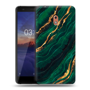 Силиконовый чехол на Nokia 2.1 с принтом Мрамор зеленое золото Силиконовый чехол на Nokia 2.1 с принтом Мрамор зеленое золото