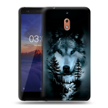 Силиконовый чехол на Nokia 2.1 с принтом Лесной волк Силиконовый чехол на Nokia 2.1 с принтом Лесной волк