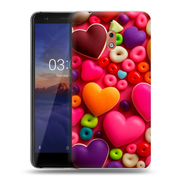 Силиконовый чехол на Nokia 2.1 с принтом Сердечки Силиконовый чехол на Nokia 2.1 с принтом Сердечки