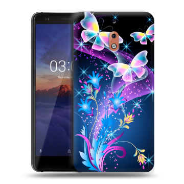 Силиконовый чехол на Nokia 2.1 с принтом Бабочки Силиконовый чехол на Nokia 2.1 с принтом Бабочки