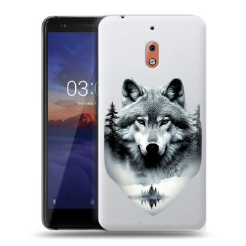Силиконовый чехол на Nokia 2.1 с принтом Волк в лесу