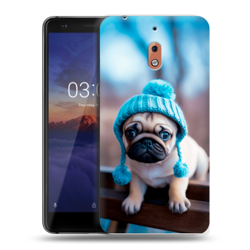 Силиконовый чехол на Nokia 2.1 с принтом Мопс в шапке Силиконовый чехол на Nokia 2.1 с принтом Мопс в шапке
