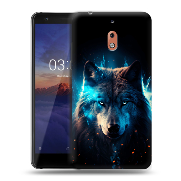 Силиконовый чехол на Nokia 2.1 с принтом Волк ночной Силиконовый чехол на Nokia 2.1 с принтом Волк ночной